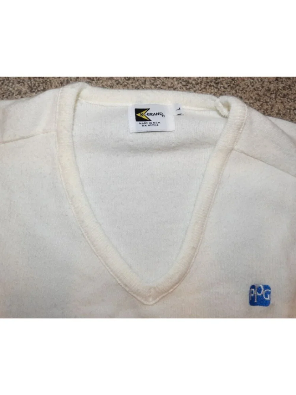 Vintage 1980s PPG K-Brand V-Neck Pullover Sweater Men's Large Made in USA